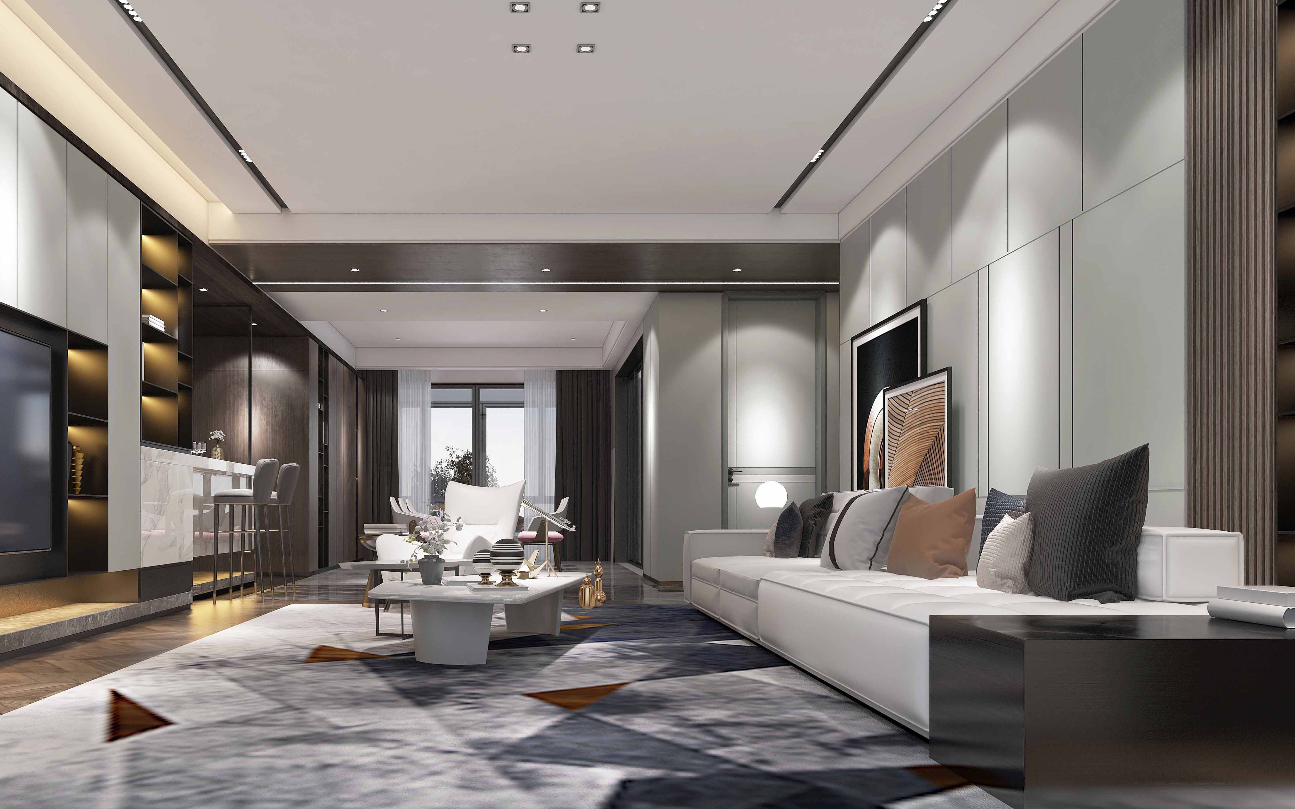 貝加爾灰+花火菲絲風(fēng)格墻板效果圖